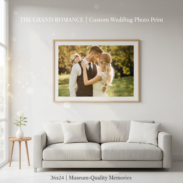 Impression Photo Le "Grand Romance" | Mariage personnalisé 36x24 (The "Grand Romance" | 36x24 Custom Wedding Photo Print)
