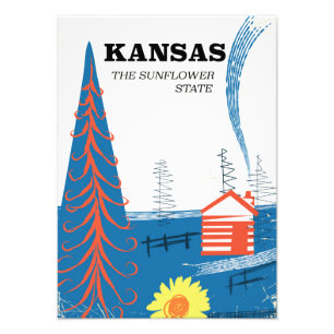 Impression Photo Le Kansas "affiche vintage de voyage de l'état de