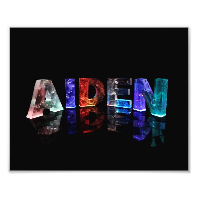 Impression Photo Le nom Aiden dans les lumières 3D (Devant)