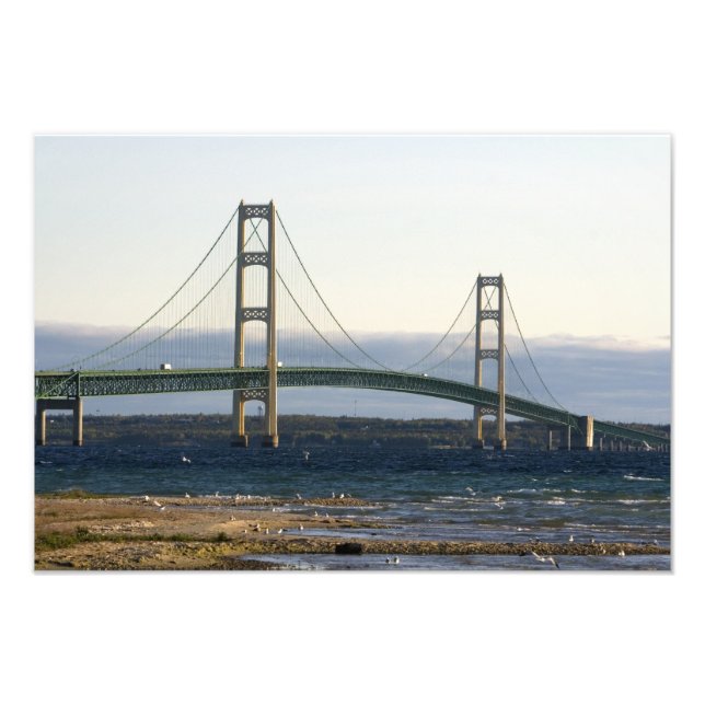 Impression Photo Le pont Mackinac enjambant les détroits de 4 (Devant)