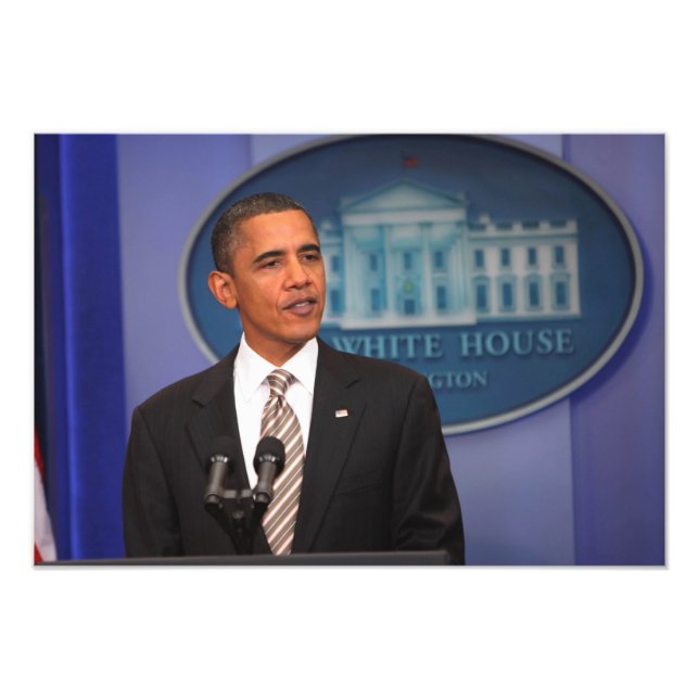Impression Photo Le président Barack Obama fait une annonce (Devant)