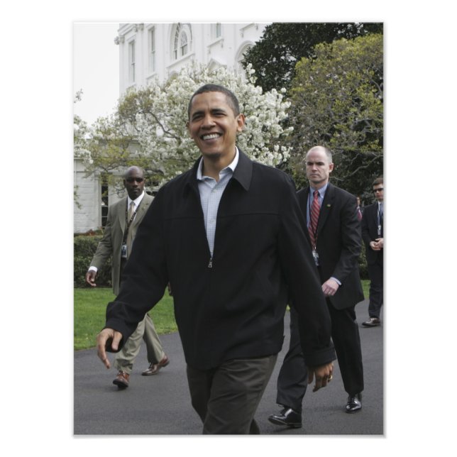 Impression Photo Le président Obama se rend sur le terrain de baske (Devant)