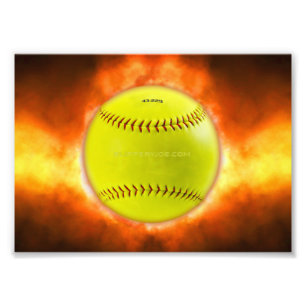 Impression Photo Le softball de SlipperyJoe sur feu flammes feu feu