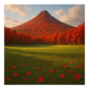 Impression Photo Le Sommet Automnal Ardente : Silence Rouge sur le