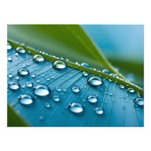 Impression Photo L'eau chute sur les feuille