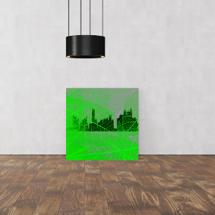 Impression Photo Leaves veins over the city skyline - Abstract