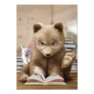 Impression Photo Lecteur Ours Cadeaux Et Lapin Lire Livres