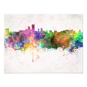 Impression Photo Leeds skyline in background watercolor