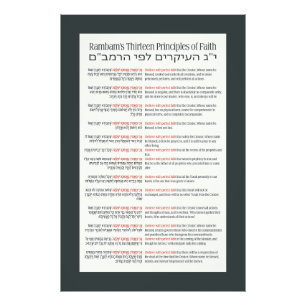 Impression Photo Les 13 principes de la foi juive de Rambam Vert fo