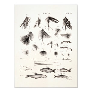 Impression Photo Les 1800s vintages pêchant la pêche de mouche