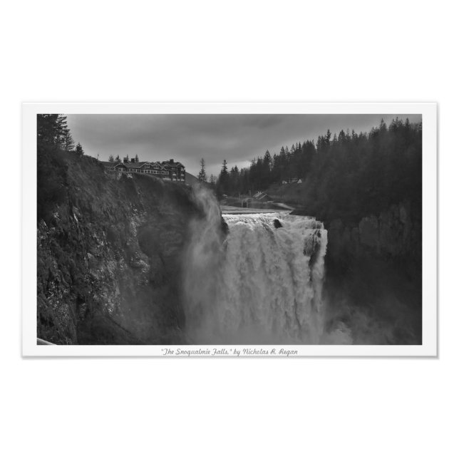 Impression Photo "Les chutes Snoqualmie" Noir et blanc (Devant)