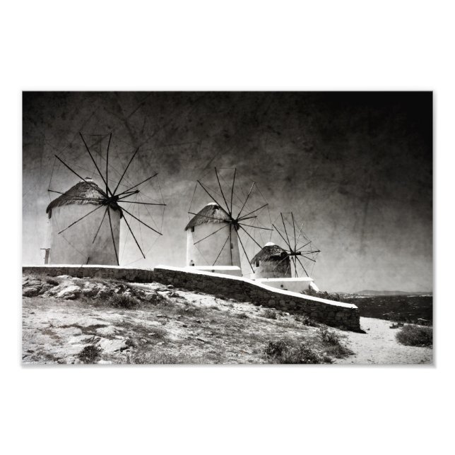 Impression Photo Les éoliennes de Mykonos 2 - Imprimer (Devant)