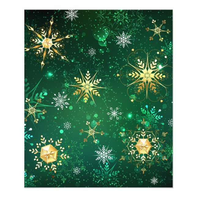 Impression Photo Les flocons dorés de Noël sur l'Arrière - plan ver (Devant)
