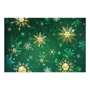 Impression Photo Les flocons dorés de Noël sur l'Arrière - plan ver