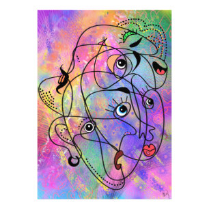 Impression Photo Les gens Abstraits font face aux humeurs - dessin 