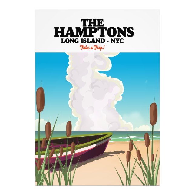 Impression Photo Les Hamptons Long Island NYC, affiche de voyage. (Devant)
