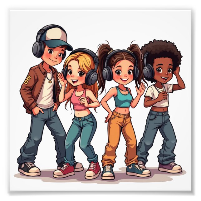 Impression Photo Les quatre amis artistes (Devant)