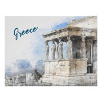 Les ruines des sites antiques aquarelles à Athènes