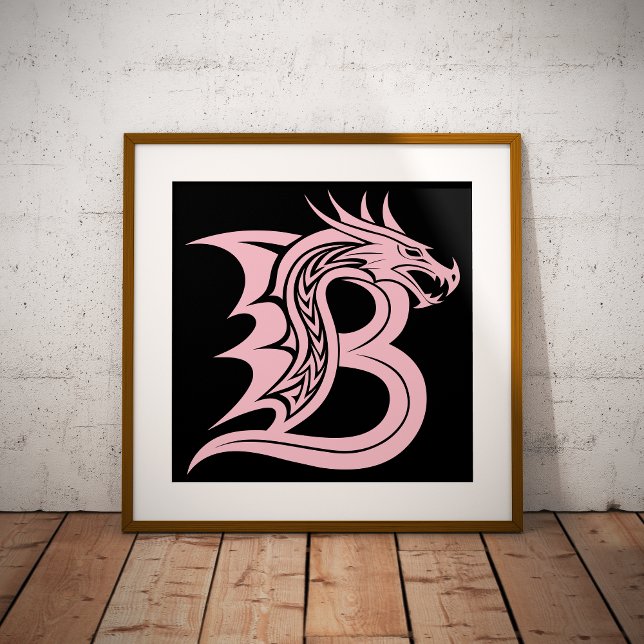 Impression Photo Lettre B de style dragon, alphabet du dragon, mono (Créateur téléchargé)