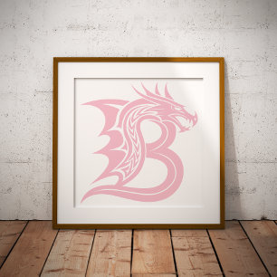 Impression Photo Lettre B de style dragon, alphabet du dragon, mono