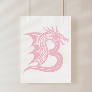 Impression Photo Lettre B de style dragon, alphabet du dragon, mono