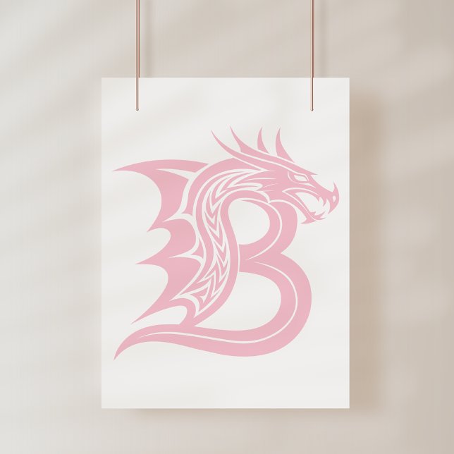 Impression Photo Lettre B de style dragon, alphabet du dragon, mono (Créateur téléchargé)