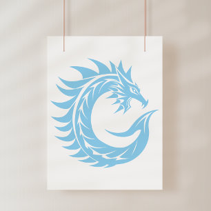 Impression Photo Lettre C de style dragon, alphabet du dragon, mono