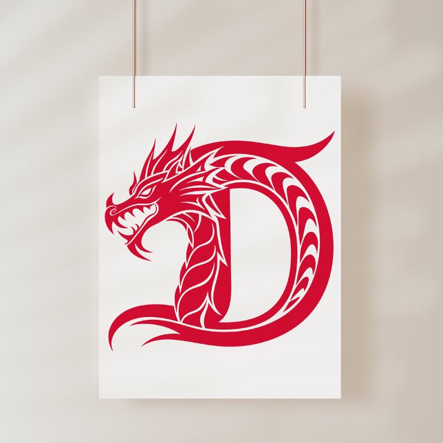 Impression Photo Lettre D de style dragon, alphabet du dragon, mono (Créateur téléchargé)