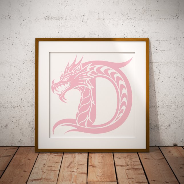 Impression Photo Lettre D de style dragon, Alphabet du dragon, Mono (Créateur téléchargé)