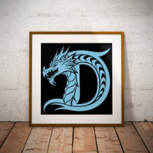 Lettre D de style dragon, alphabet du dragon, mono