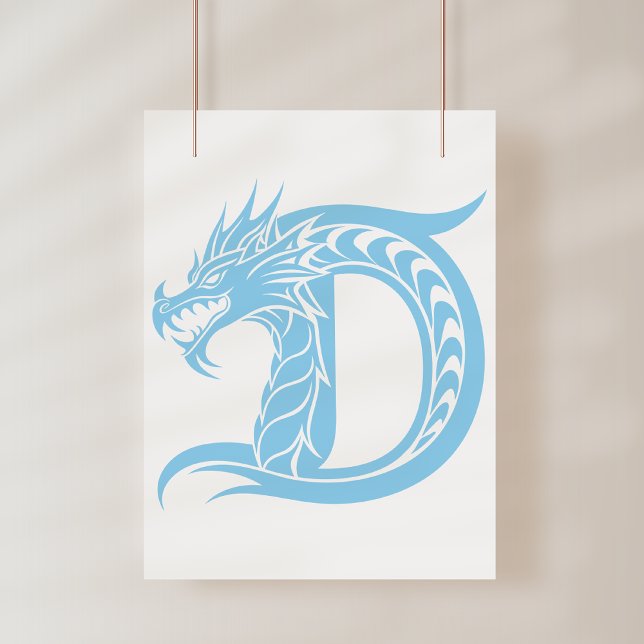 Impression Photo Lettre D de style dragon, alphabet du dragon, mono (Créateur téléchargé)