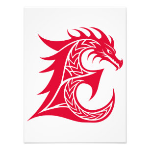 Impression Photo Lettre E de style dragon, Alphabet Dragon, Monogra