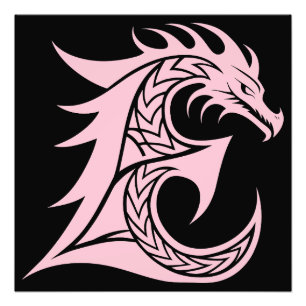 Impression Photo Lettre E de style dragon, alphabet du dragon, mono