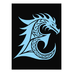 Impression Photo Lettre E de style dragon, alphabet du dragon, mono