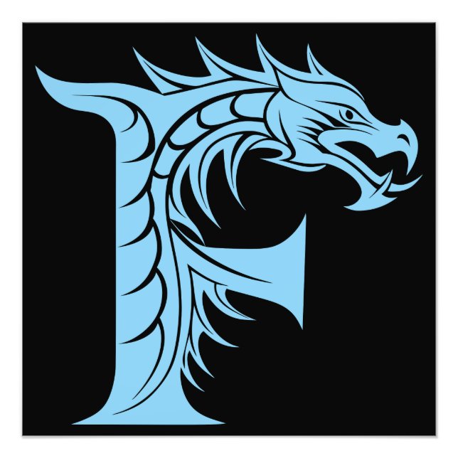 Impression Photo Lettre F de style dragon, Alphabet Dragon, Monogra (Devant)