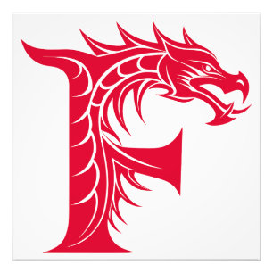 Impression Photo Lettre F de style dragon, alphabet du dragon, mono