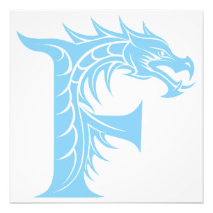 Impression Photo Lettre F de style dragon, alphabet du dragon, mono