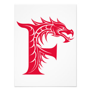 Impression Photo Lettre F de style dragon, alphabet du dragon, mono