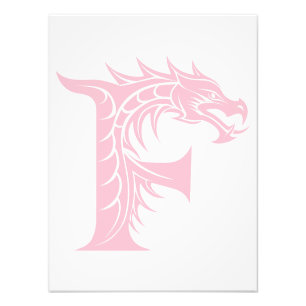 Impression Photo Lettre F de style dragon, alphabet du dragon, mono