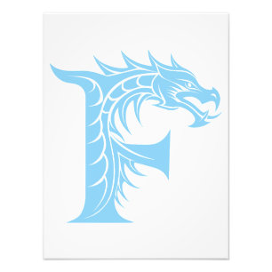 Impression Photo Lettre F de style dragon, alphabet du dragon, mono