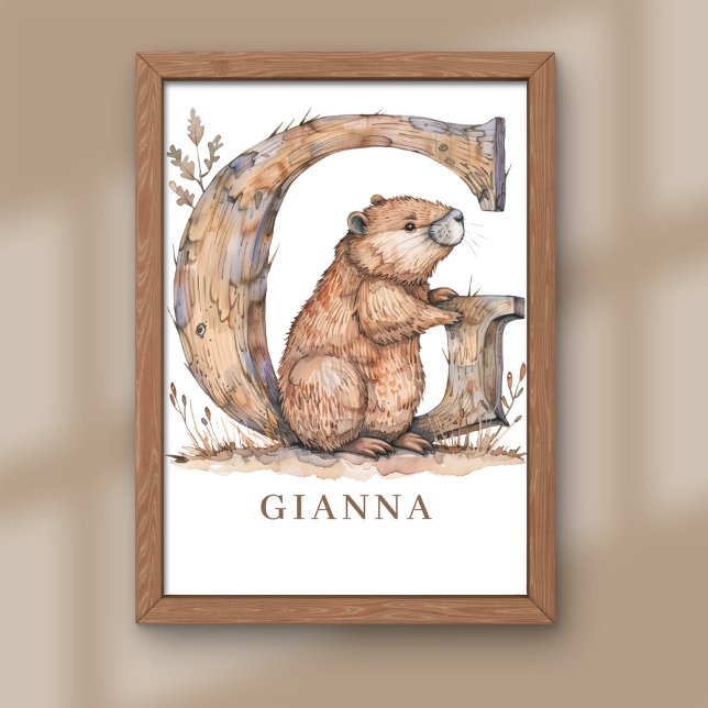 Impression Photo Lettre G Alphabet des Animaux pour Enfants Affiche (Créateur téléchargé)