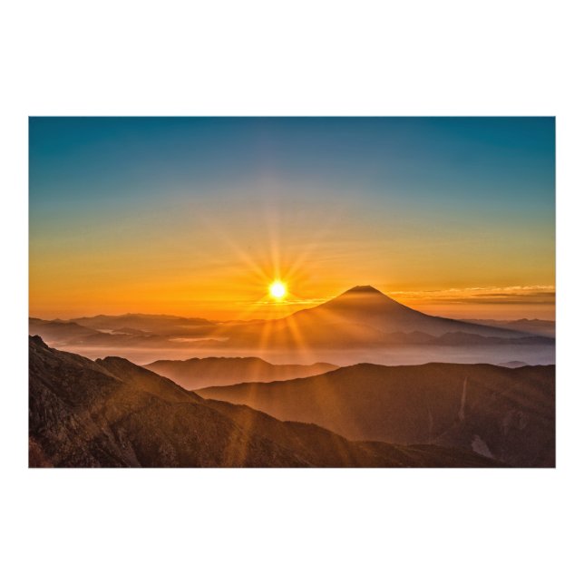 Impression Photo Lever de soleil entre les collines (Devant)