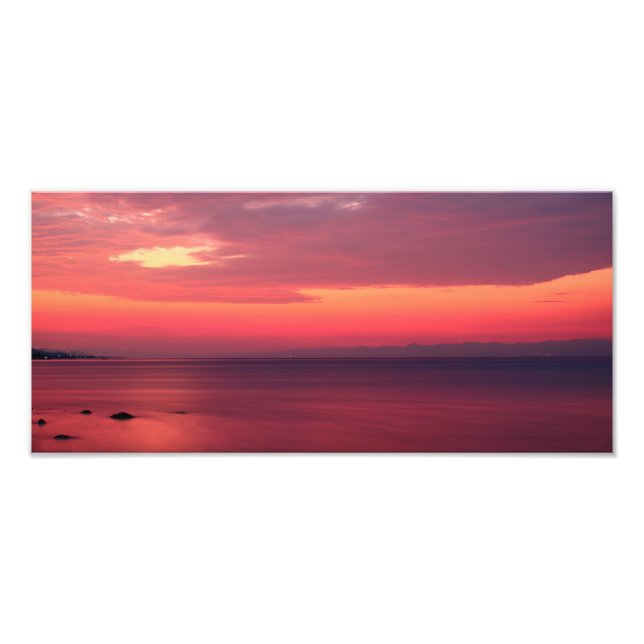 Impression Photo Lever De Soleil Rose En Bord De Mer (Devant)