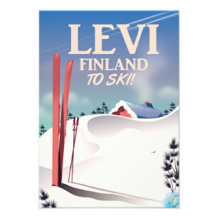Impression Photo Levi, Finlande affiche de voyage en ski