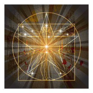Impression Photo L'Homme Vitruvien En Pentagram