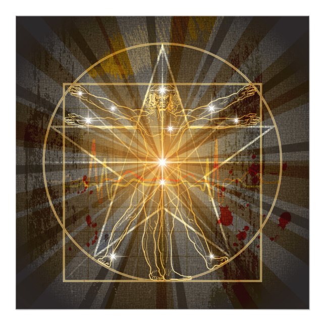 Impression Photo L'Homme Vitruvien En Pentagram (Devant)