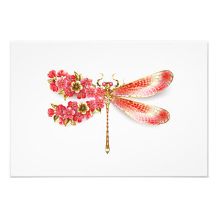 Impression Photo libellule de fleurs avec sakura de bijoux