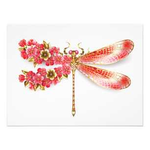 Impression Photo Libellule fleur avec sakura bijoux