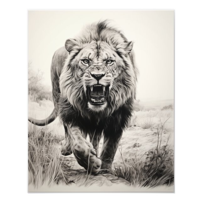 Impression Photo Libre Spirit Lion noir et blanc (Devant)