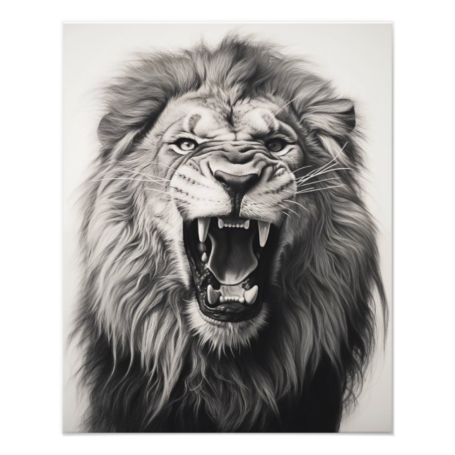 Impression Photo Libre Spirit Lion noir et blanc (Devant)